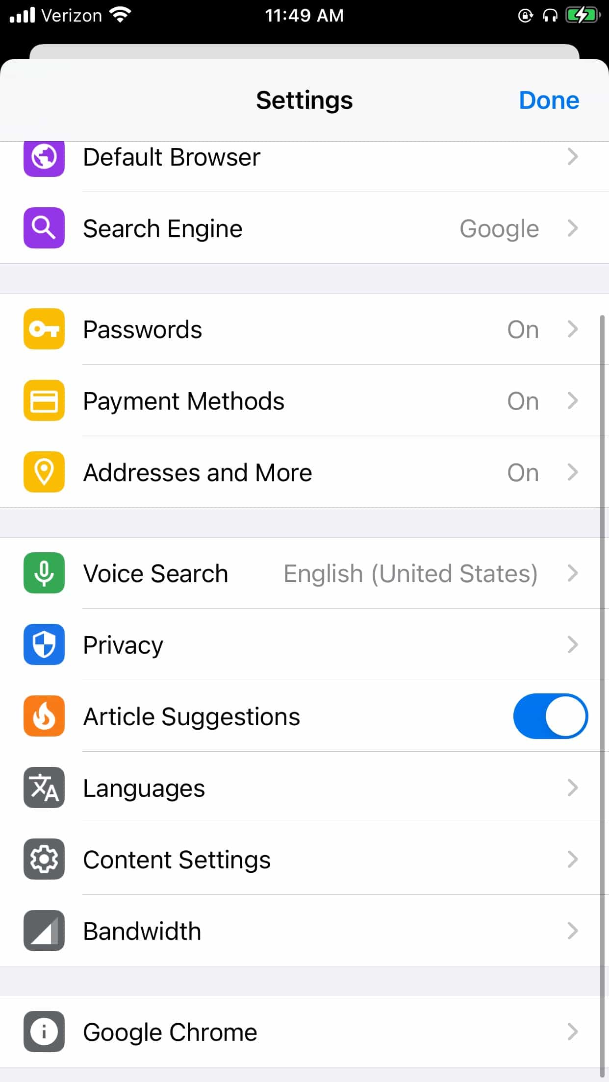 Content Settings on iPhone Content Settings on iPhone
