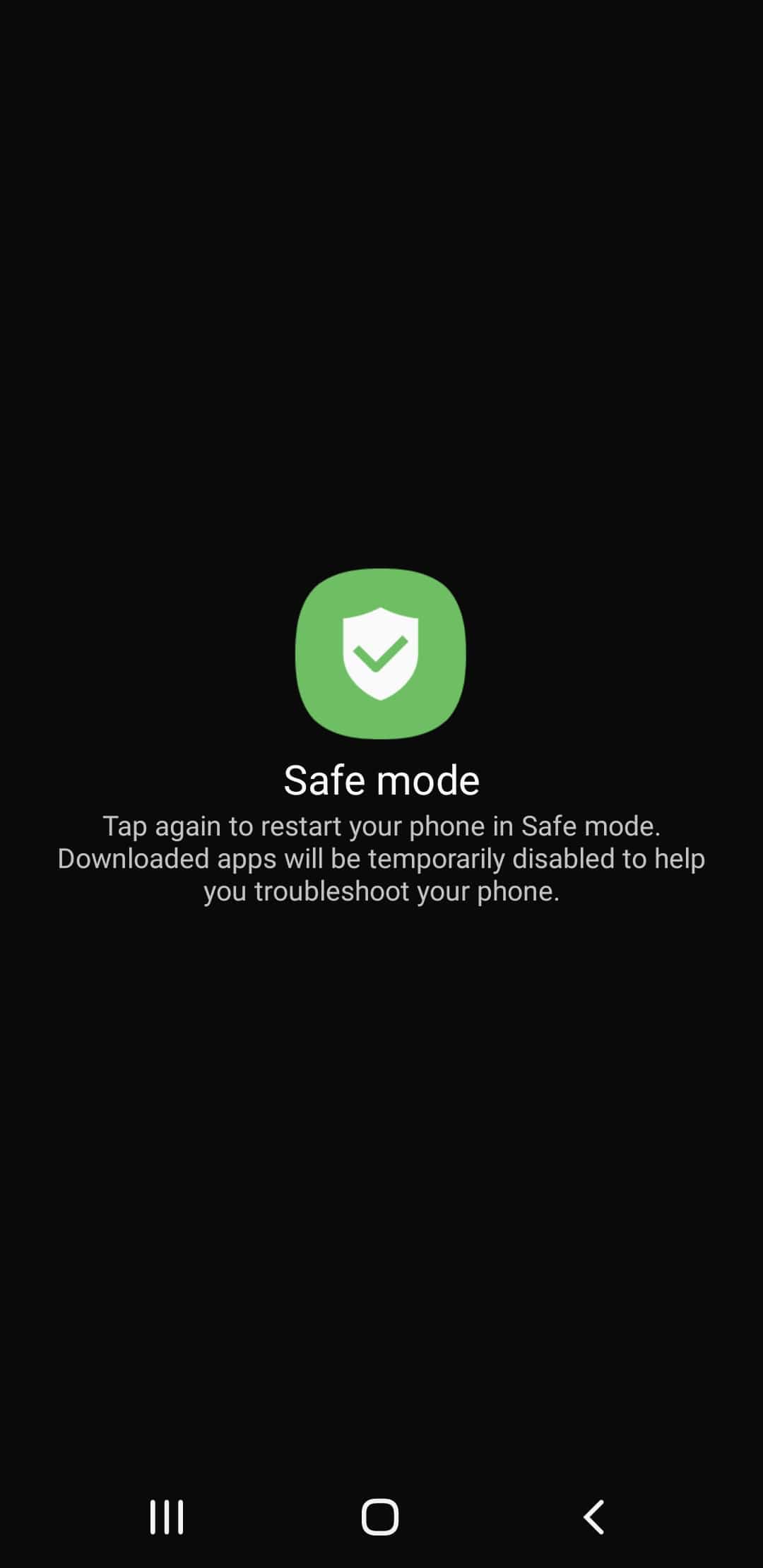 Removing Android Adware_ 2_Choosing Safe Mode Removing Android Adware