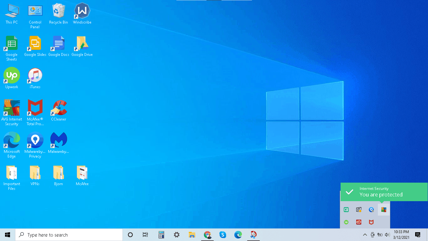 AVG in the notification tray on Windows AVG in the notification tray on Windows