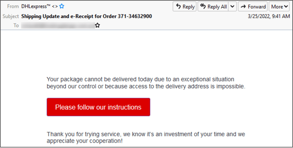 DHL Chatbot Scam shipping update email DHL Chatbot Scam shipping update email