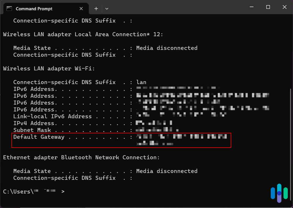 Router IP address location on Windows Router IP address location on Windows