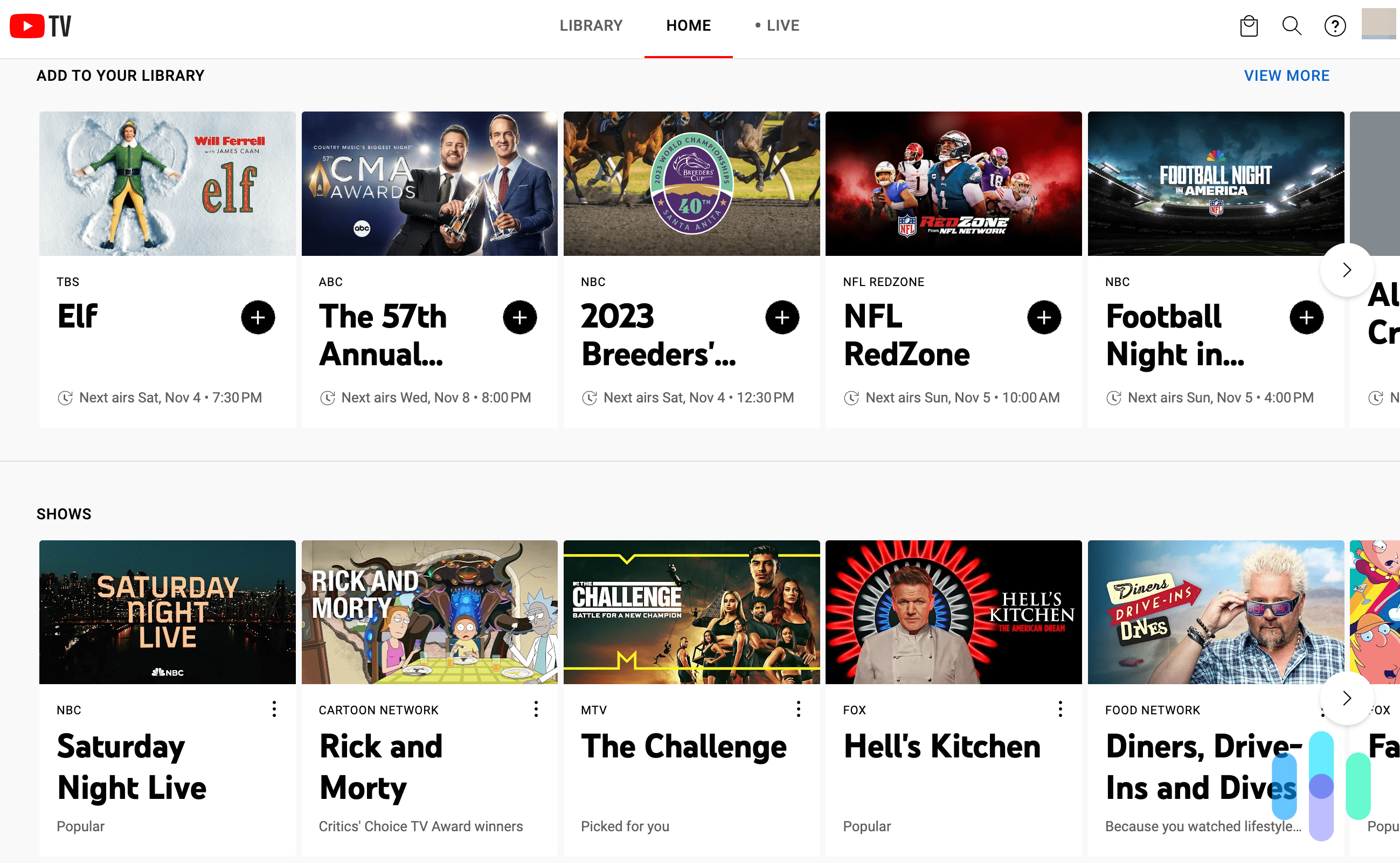 Youtube TV Homepage Youtube TV Homepage