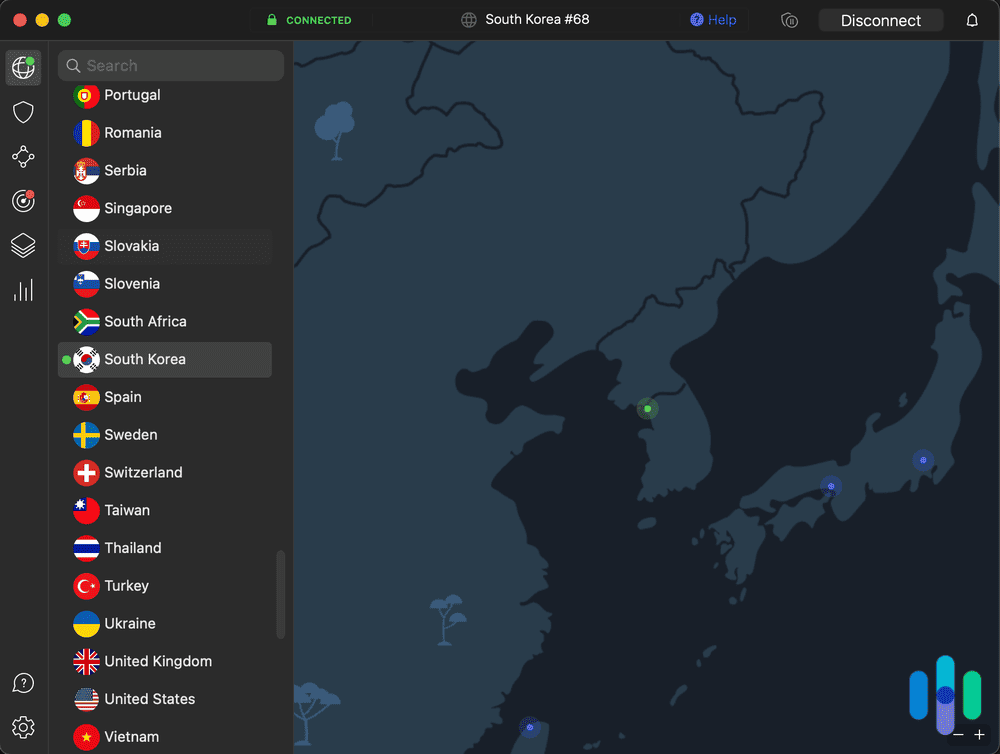 NordVPN connected in South Korea NordVPN connected in South Korea