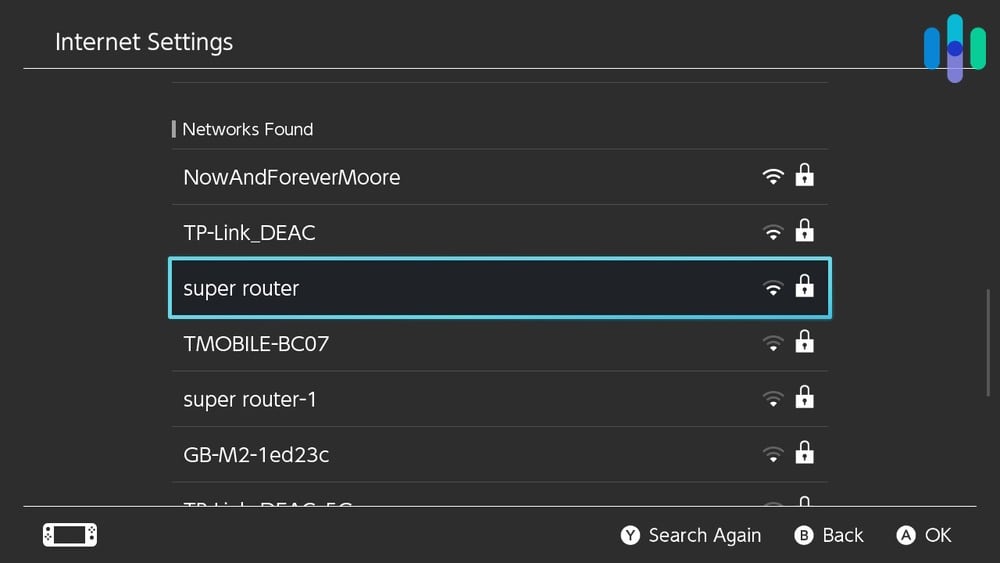 Selecting a Network on Nintendo Switch Selecting a Network on Nintendo Switch