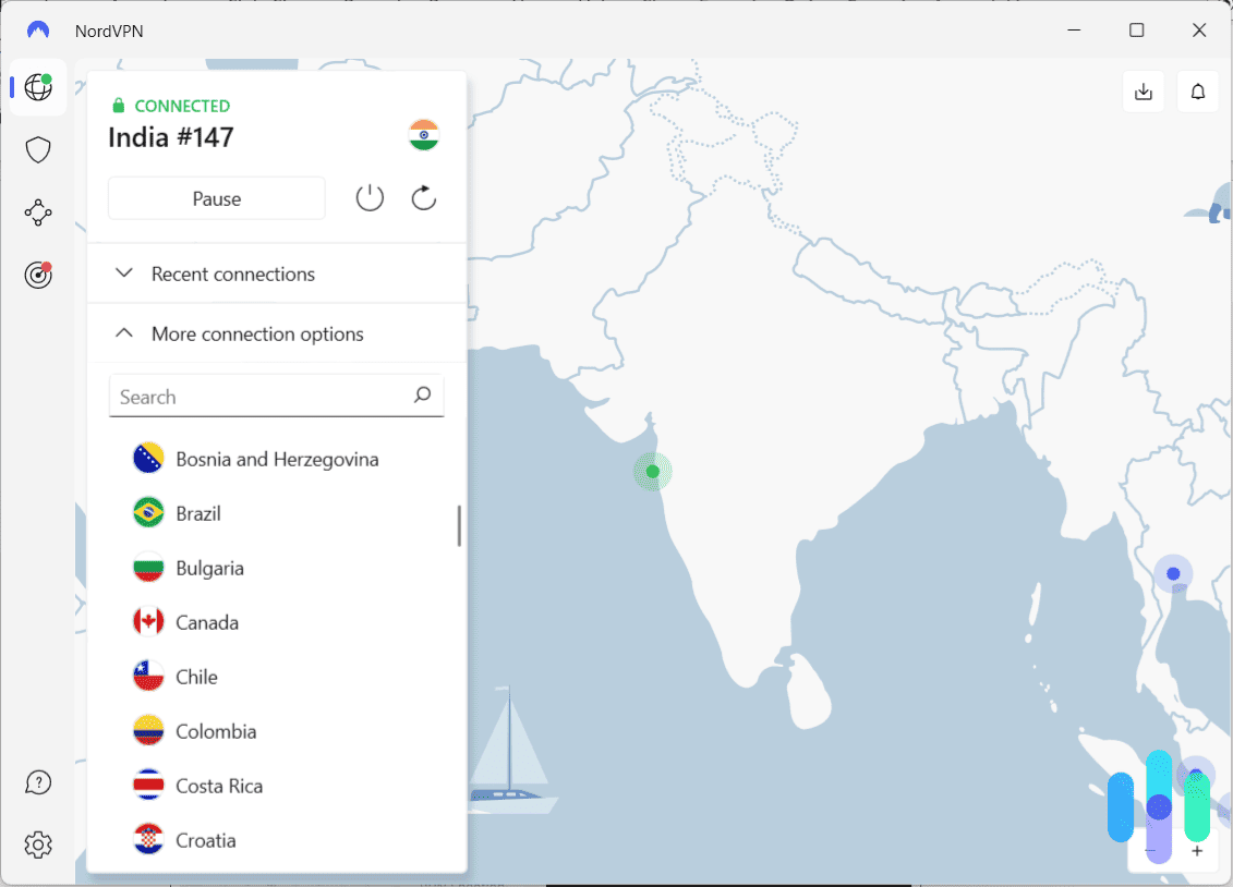 NordVPN connected to India on Windows NordVPN connected to India on Windows
