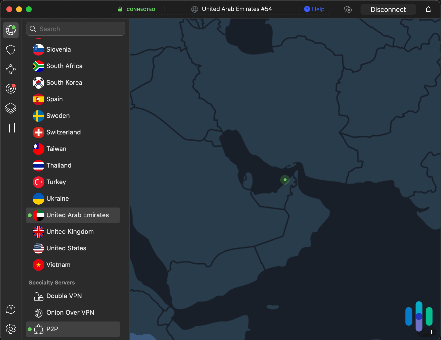 NordVPN connected to United Arab Emirates NordVPN connected to United Arab Emirates