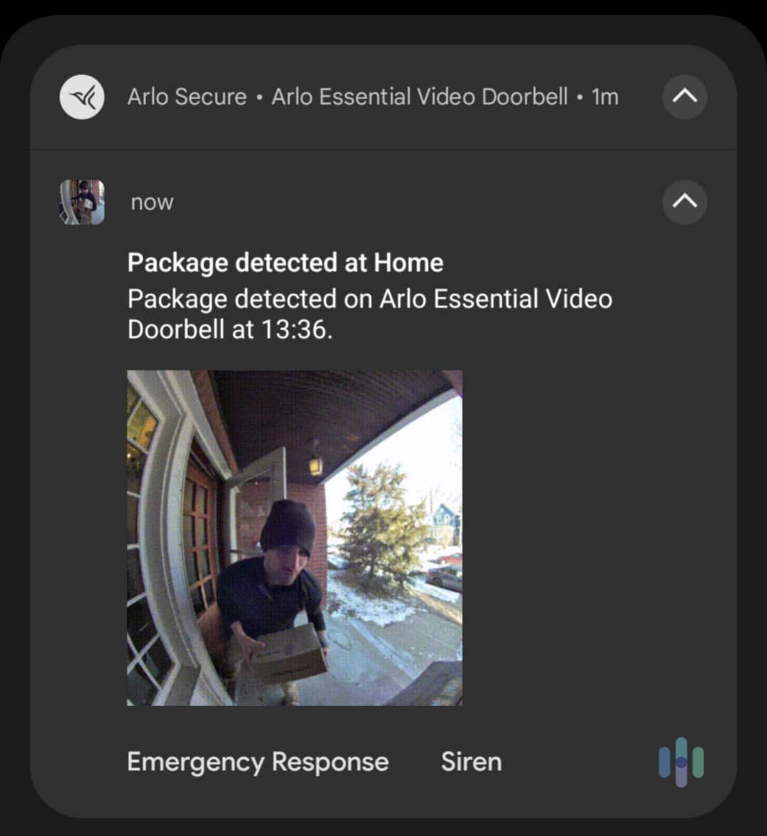 Package detected on the Arlo app Package detected on the Arlo app