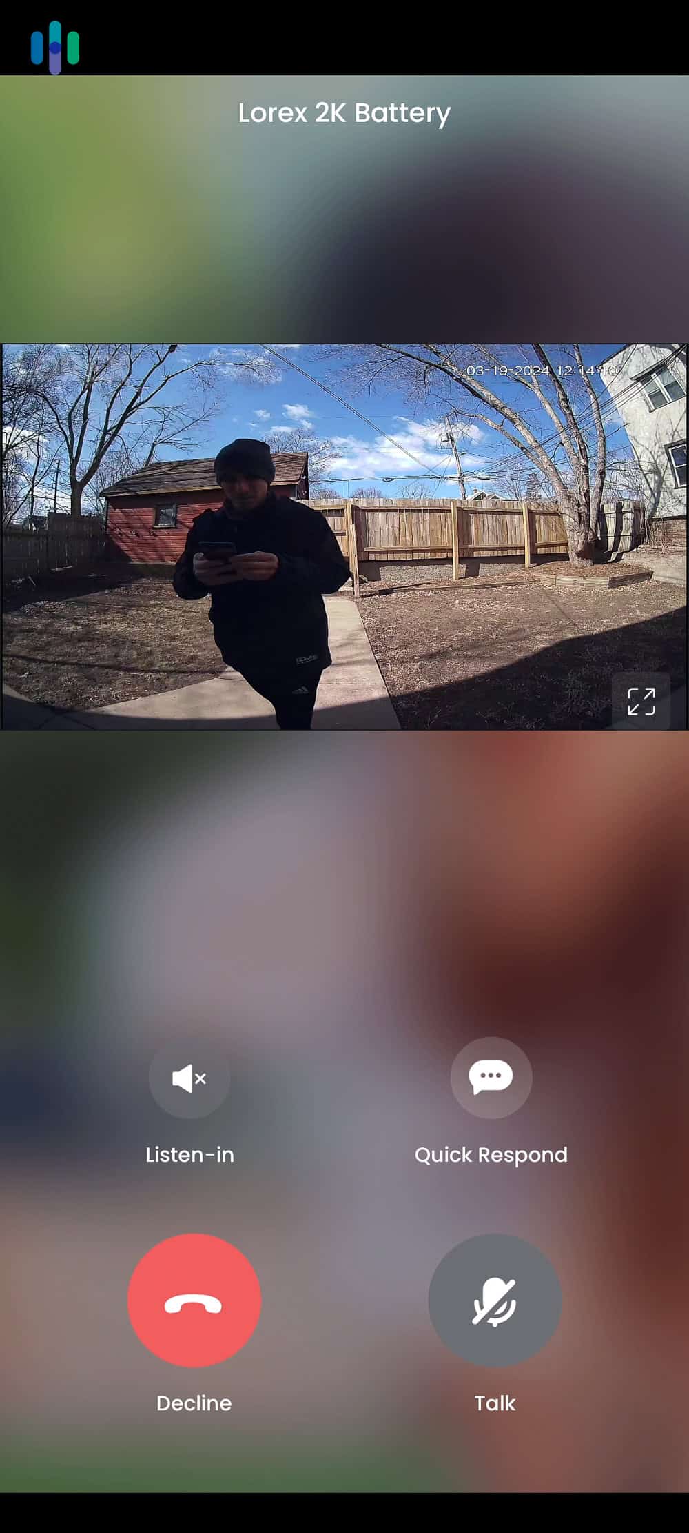 Video call on the Lorex app Video call on the Lorex app