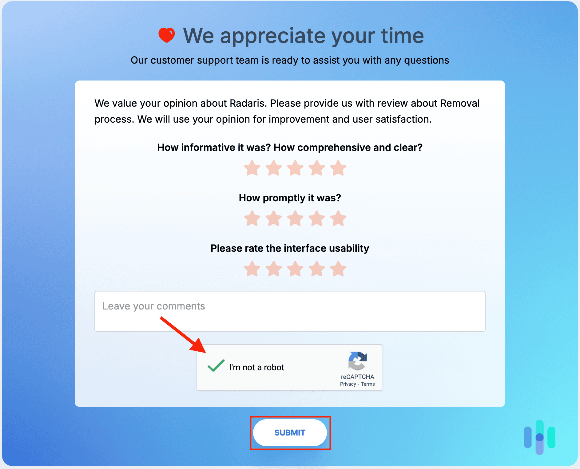 Radaris opt out submit final step WM Radaris opt out submit final step