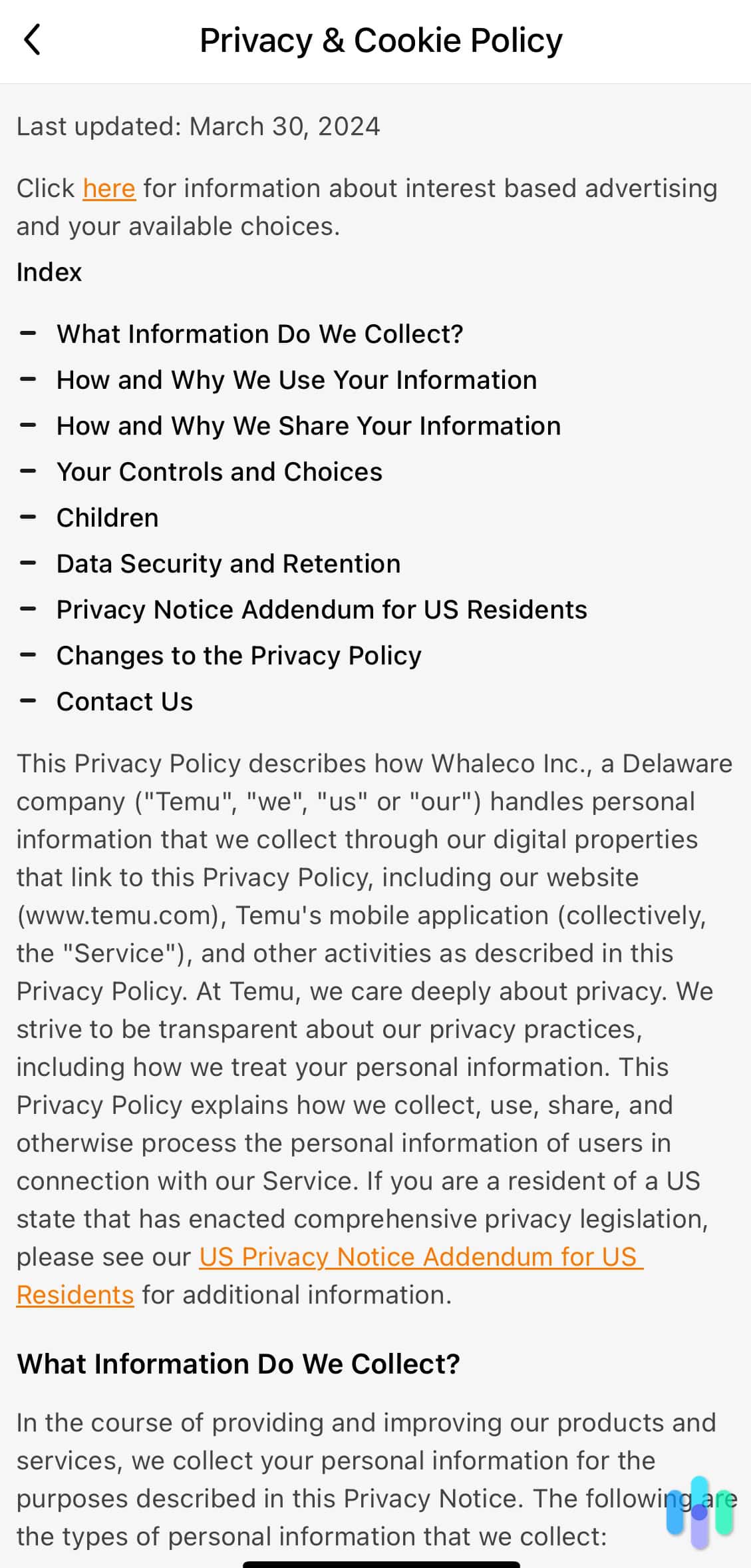Temu Privacy and Cookie Policy mobile Temu Privacy and Cookie Policy mobile
