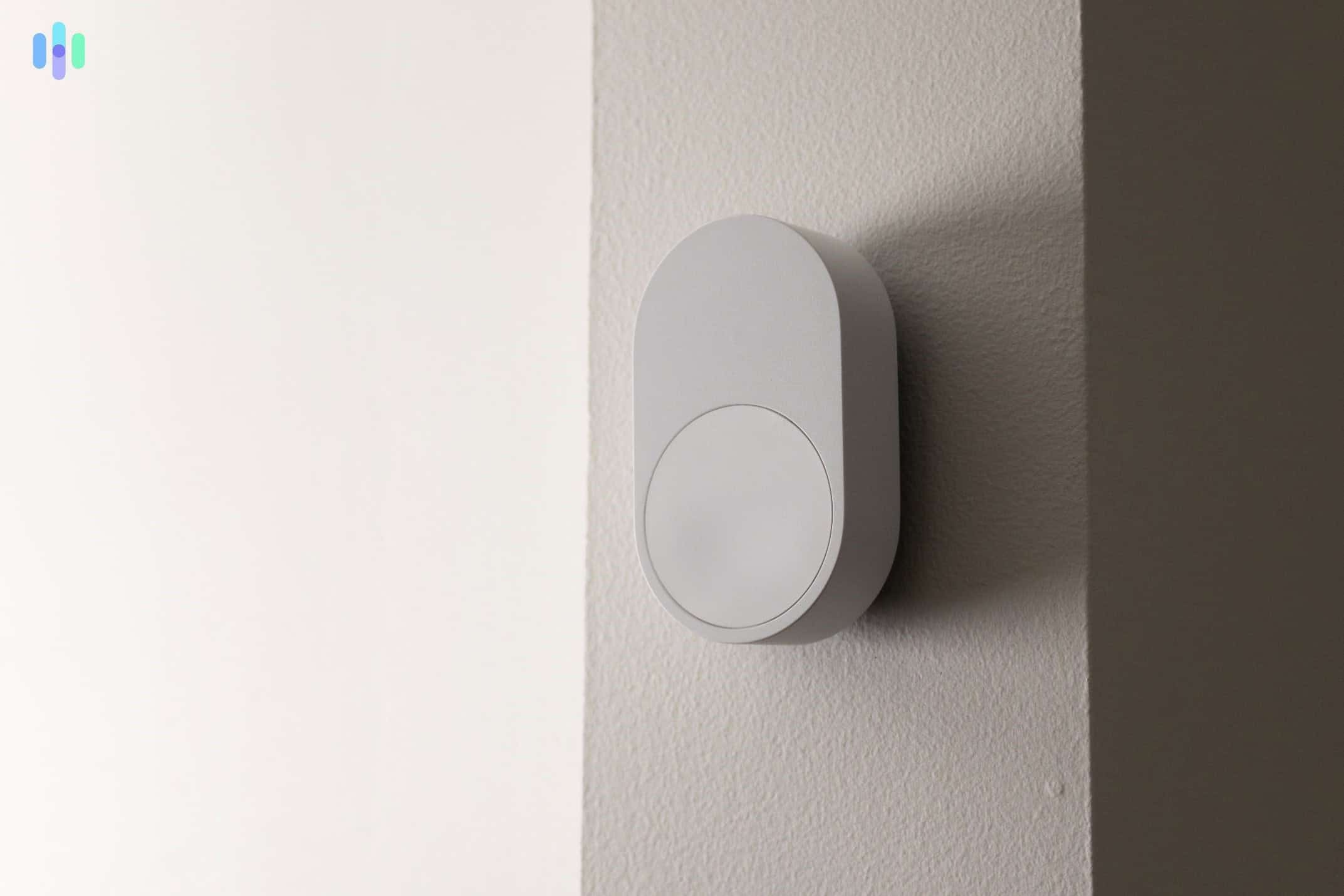 ADT Motion Sensor on Wall (wide shot) ADT Motion Sensors have a 90-degree horizontal and 50-degree vertical field of view, which should be enough for most living rooms.