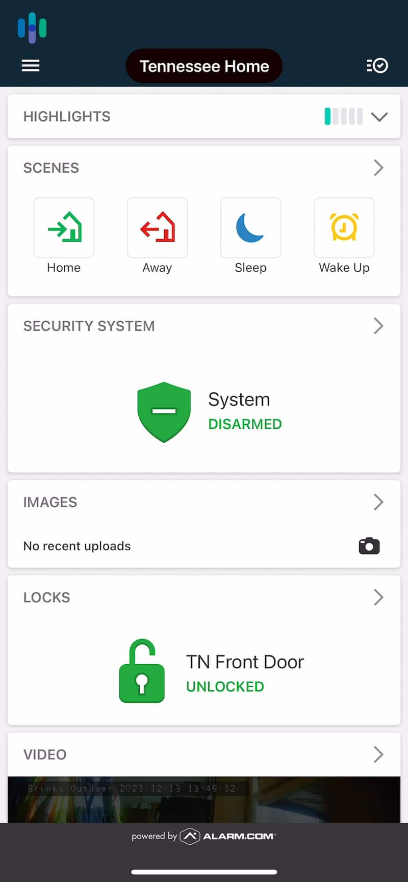 Brinks app main screen Brinks app main screen