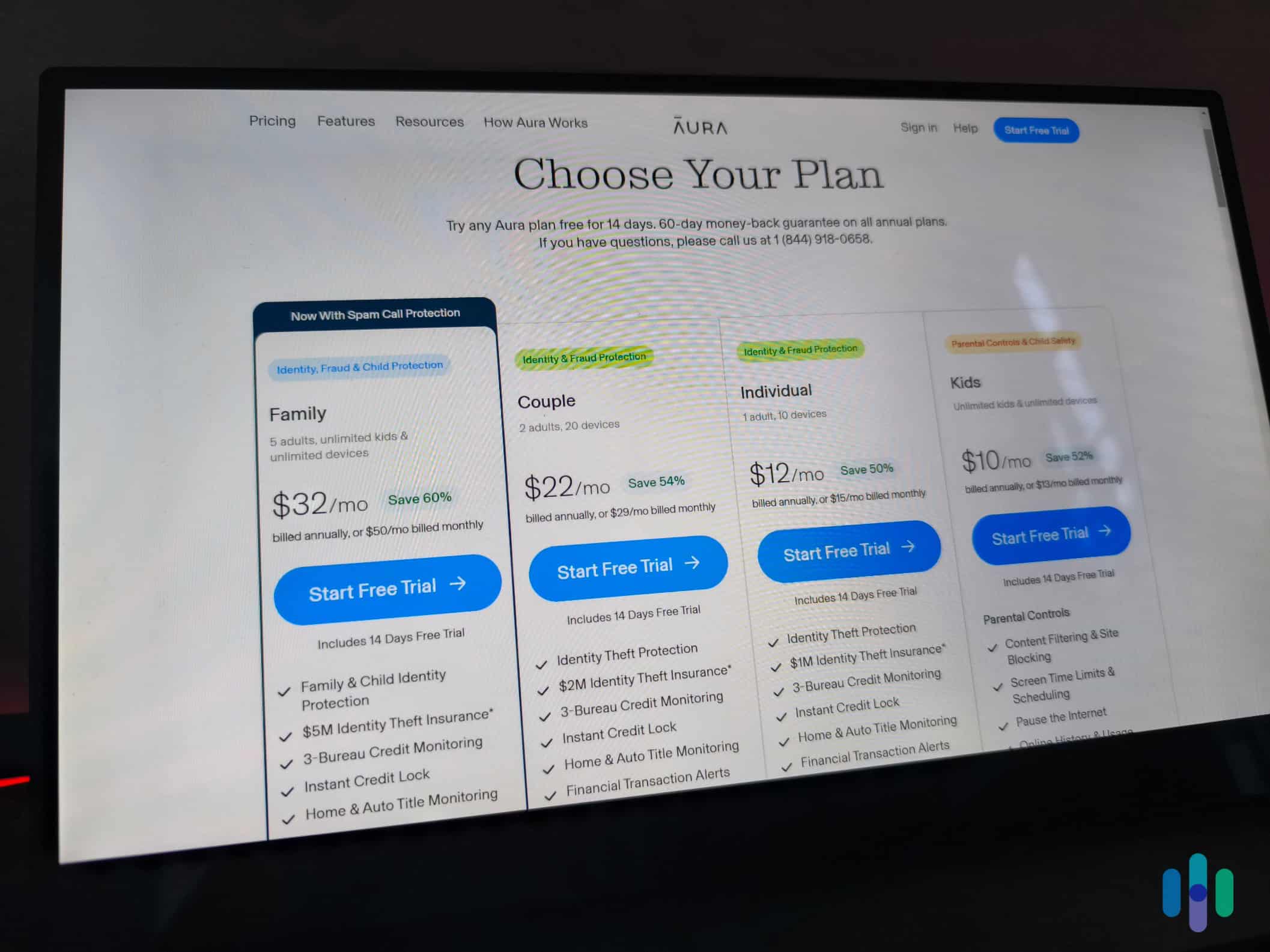 Aura’s Family plan costs $32 per month, but includes identity, credit, and cyber protections, plus identity theft insurance. Aura's Family plan costs $32 per month, but includes identity, credit, and cyber protections, plus identity theft insurance.