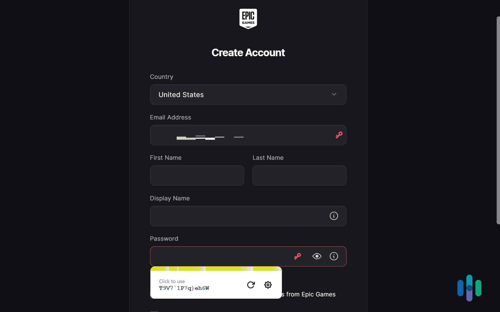 We generated a password using ExpressVPN Keys for a new Epic Games account. We generated a password using ExpressVPN Keys for a new Epic Games account.