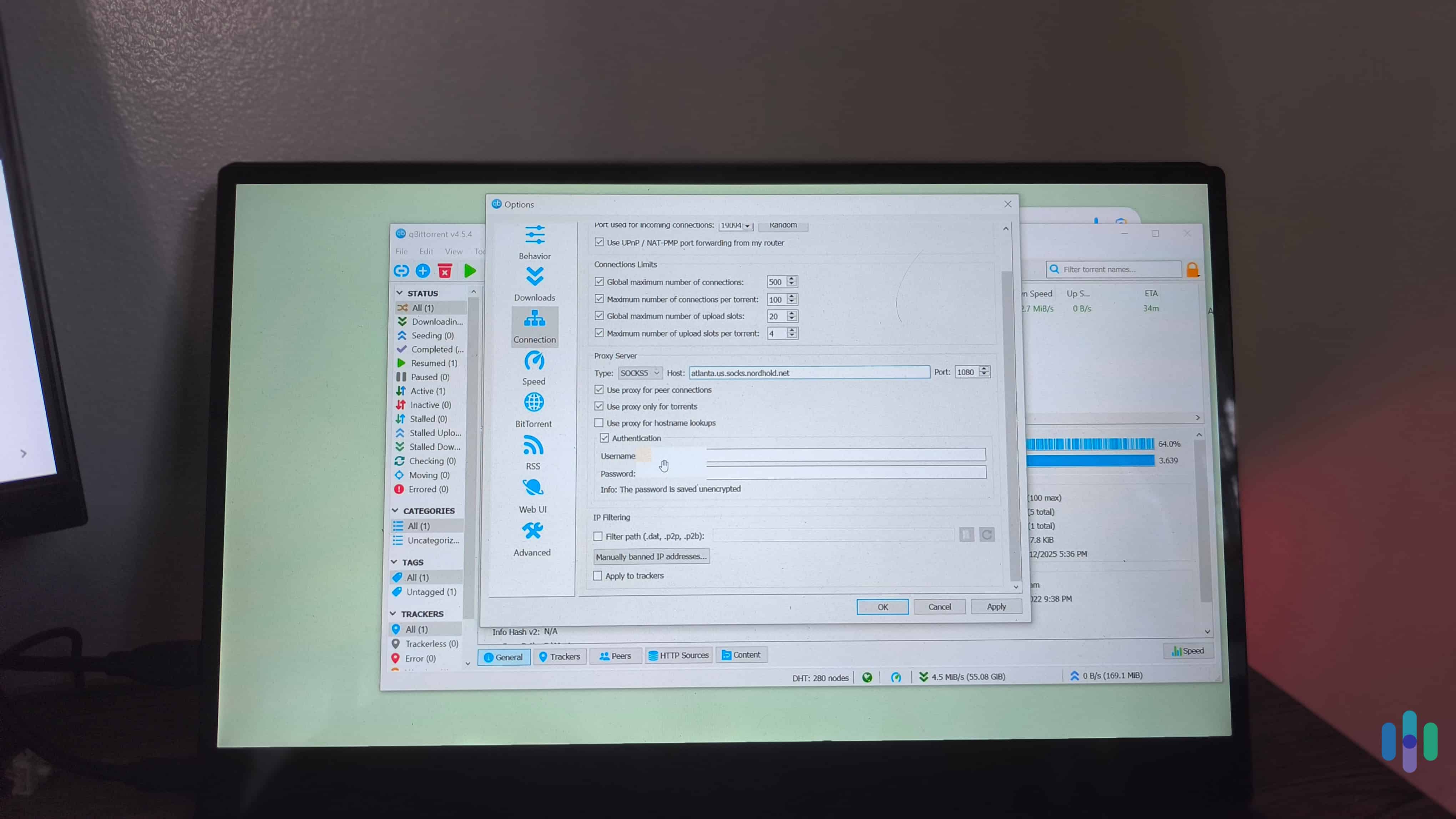 It took us less than three minutes to manually set up NordVPN_s SOCKS5 proxy server in our qBIttorrent client. It took us less than three minutes to manually set up NordVPN's SOCKS5 proxy server in our qBIttorrent client.