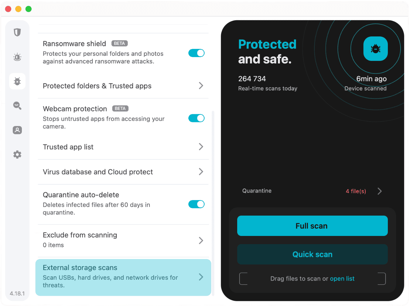 2_Surfshark has a special external storage scan option (in blue above) that guaranteed all our files were clean and saved time Surfshark has a special external storage scan option (in blue above) that guaranteed all our files were clean while saving time.