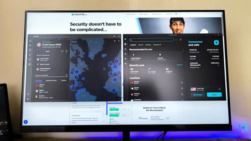 We tested Surfshark (right) and NordVPN (left) side-by-side to determine which is the better VPN We tested Surfshark (right) and NordVPN (left) side-by-side to determine which is the better VPN