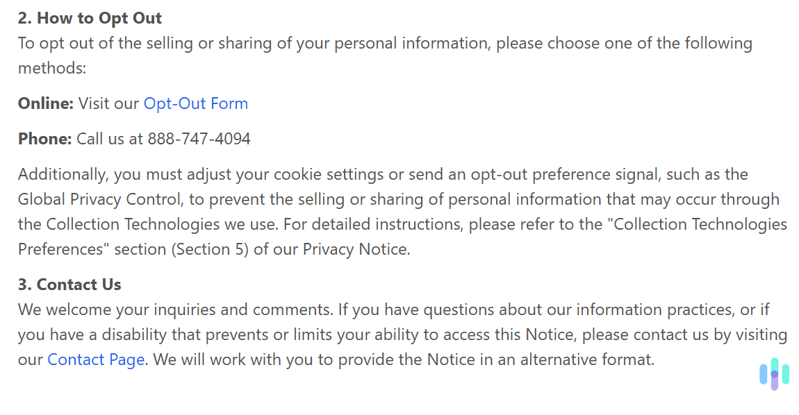 Click the opt-out form link. Click the opt-out form link.