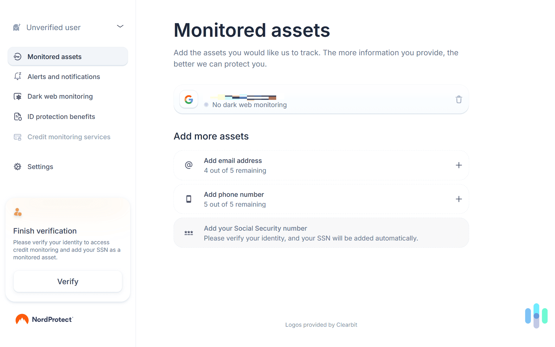 NordProtect provided a window for each of their features on the left-hand side of our dashboard. NordProtect provided a window for each of their features on the left-hand side of our dashboard.
