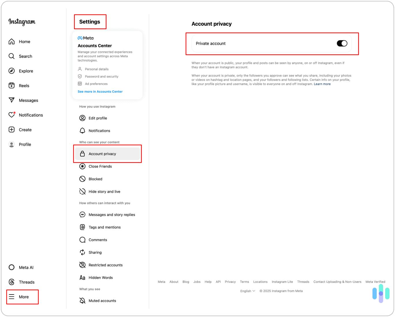 Setting up Instagram account privacy on our desktop Setting up Instagram account privacy on our desktop