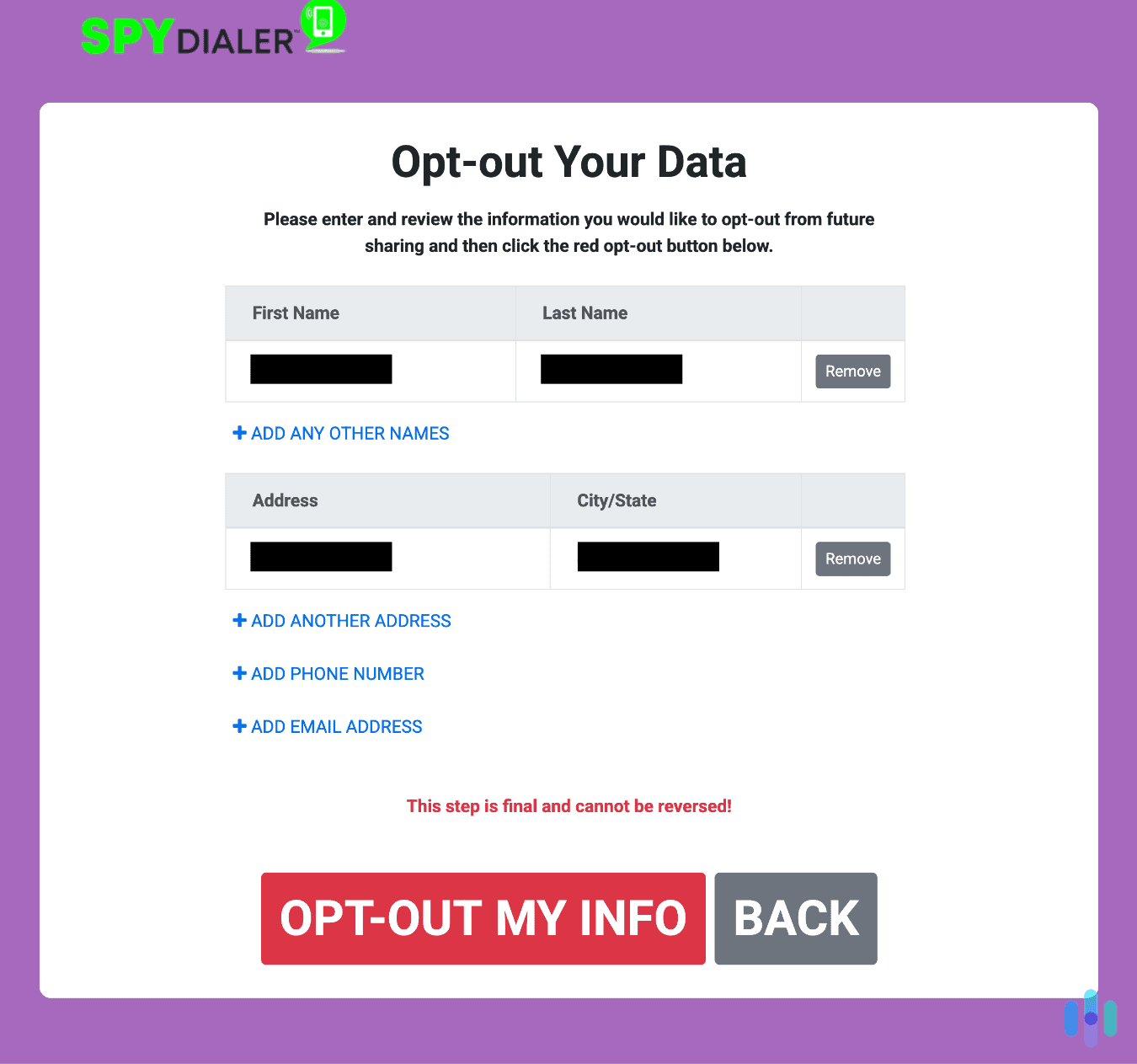 Wrapping up the Spy Dialer opt out Wrapping up the Spy Dialer opt out