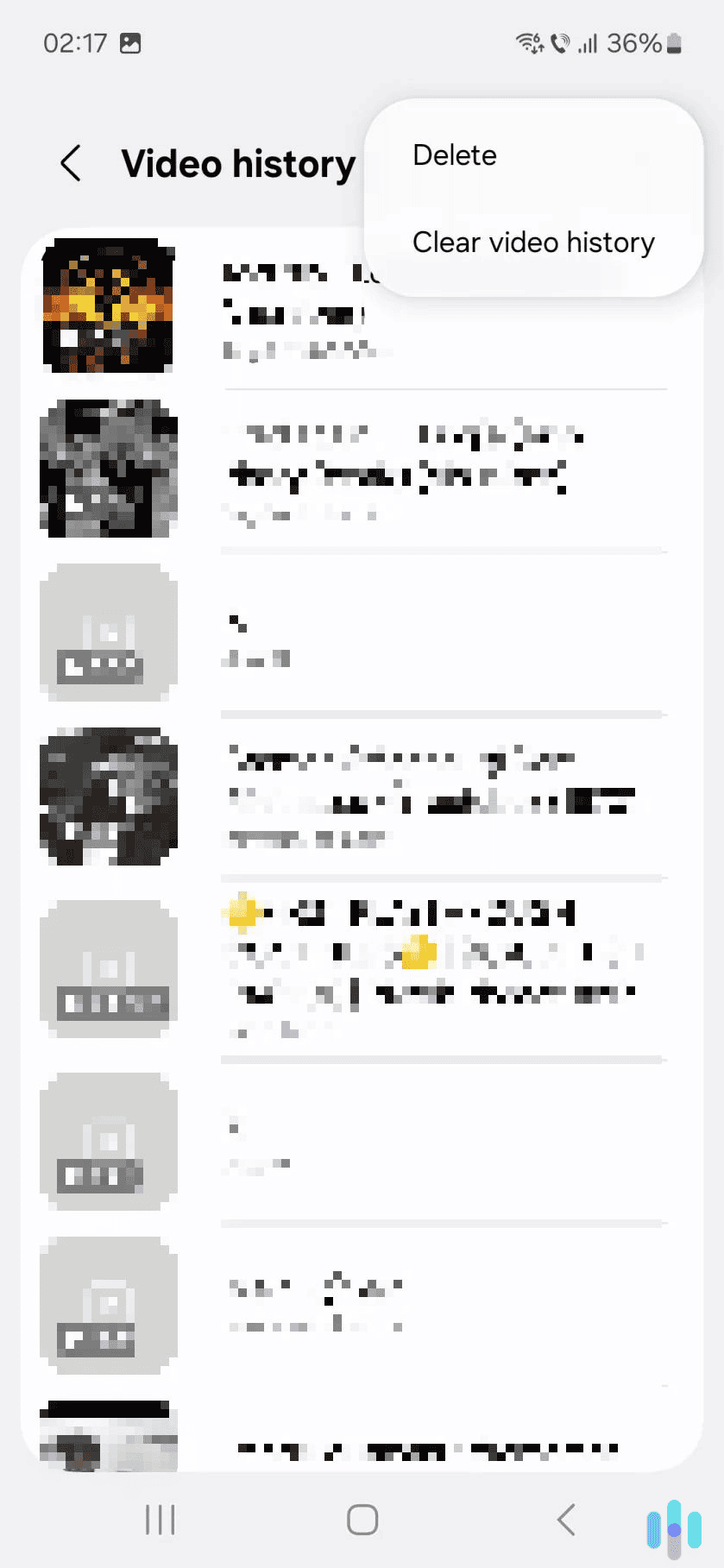 Access the video history page to remove all your watched videos. Access the video history page to remove all your watched videos.