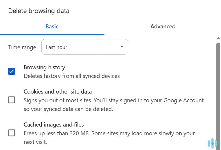 Make sure you choose your browsing history to be deleted. Make sure you choose your browsing history to be deleted.