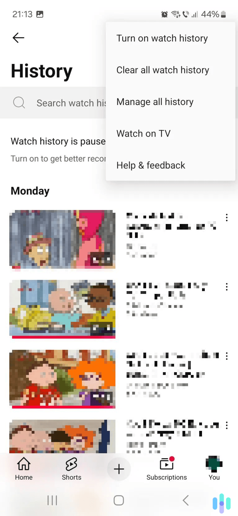 Select the second option to delete your whole watch history. Select the second option to delete your whole watch history.