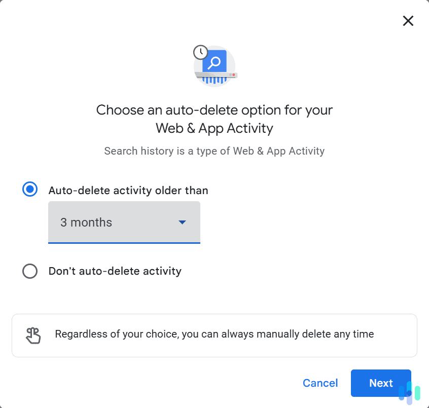 You can configure Google to automatically delete your search history after a certain time period. You can configure Google to automatically delete your search history after a certain time period.