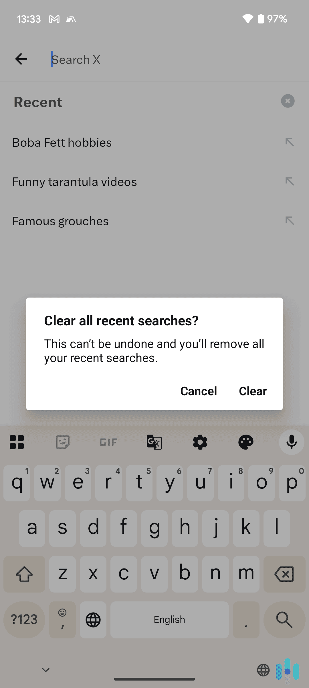 Deleting all our recent X searches on the Android app Deleting all our recent X searches on the Android app