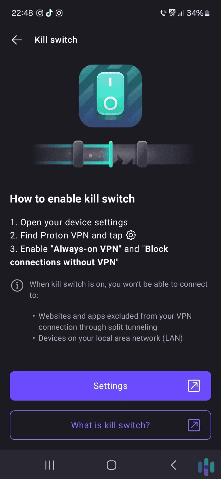 Free users get access to excellent privacy features, including a kill switch. Free users get access to excellent privacy features, including a kill switch.