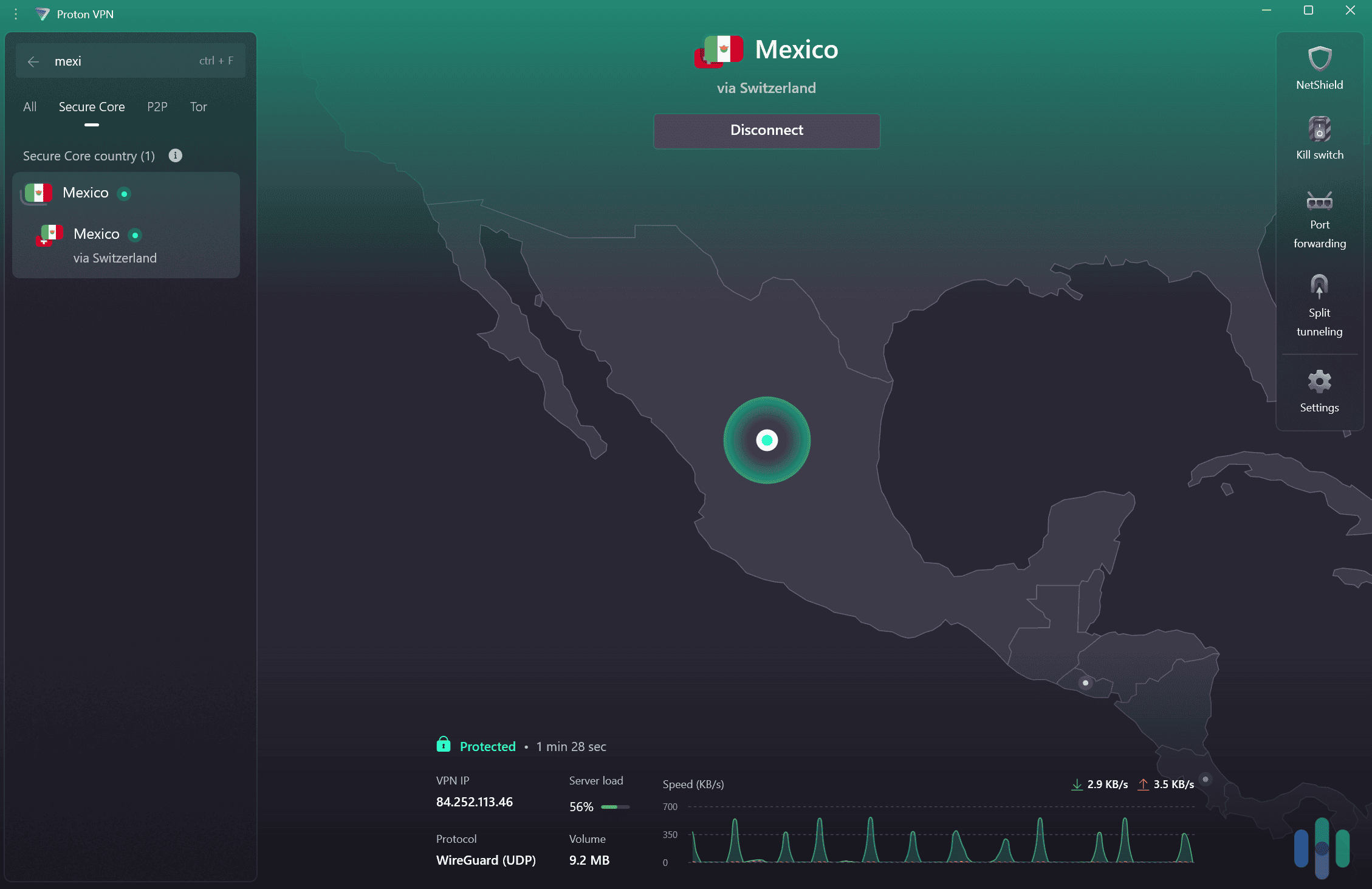 Proton VPN’s Secure Core server in Mexico adds extra privacy and security. Proton VPN's Secure Core server in Mexico adds extra privacy and security.