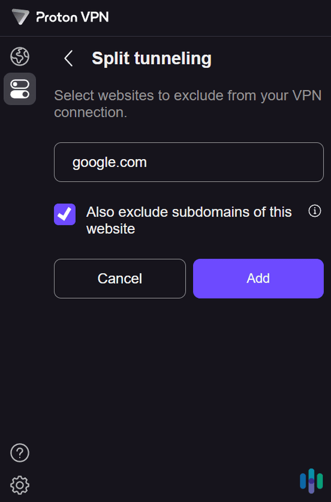 Proton VPN’s Chrome extension lets you split-tunnel websites. Proton VPN's Chrome extension lets you split-tunnel websites.