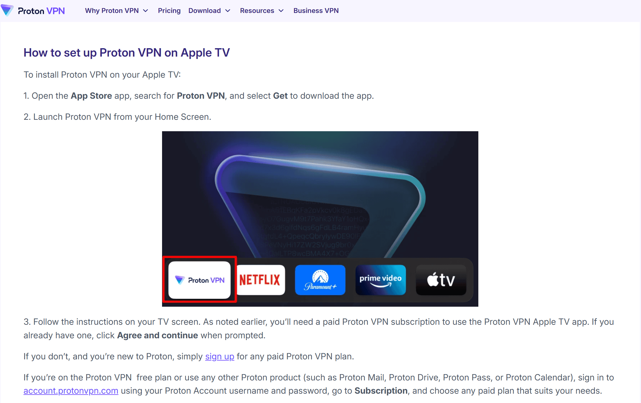 Proton VPN’s Apple TV installation guide is very simple to follow. Proton VPN's Apple TV installation guide is very simple to follow.