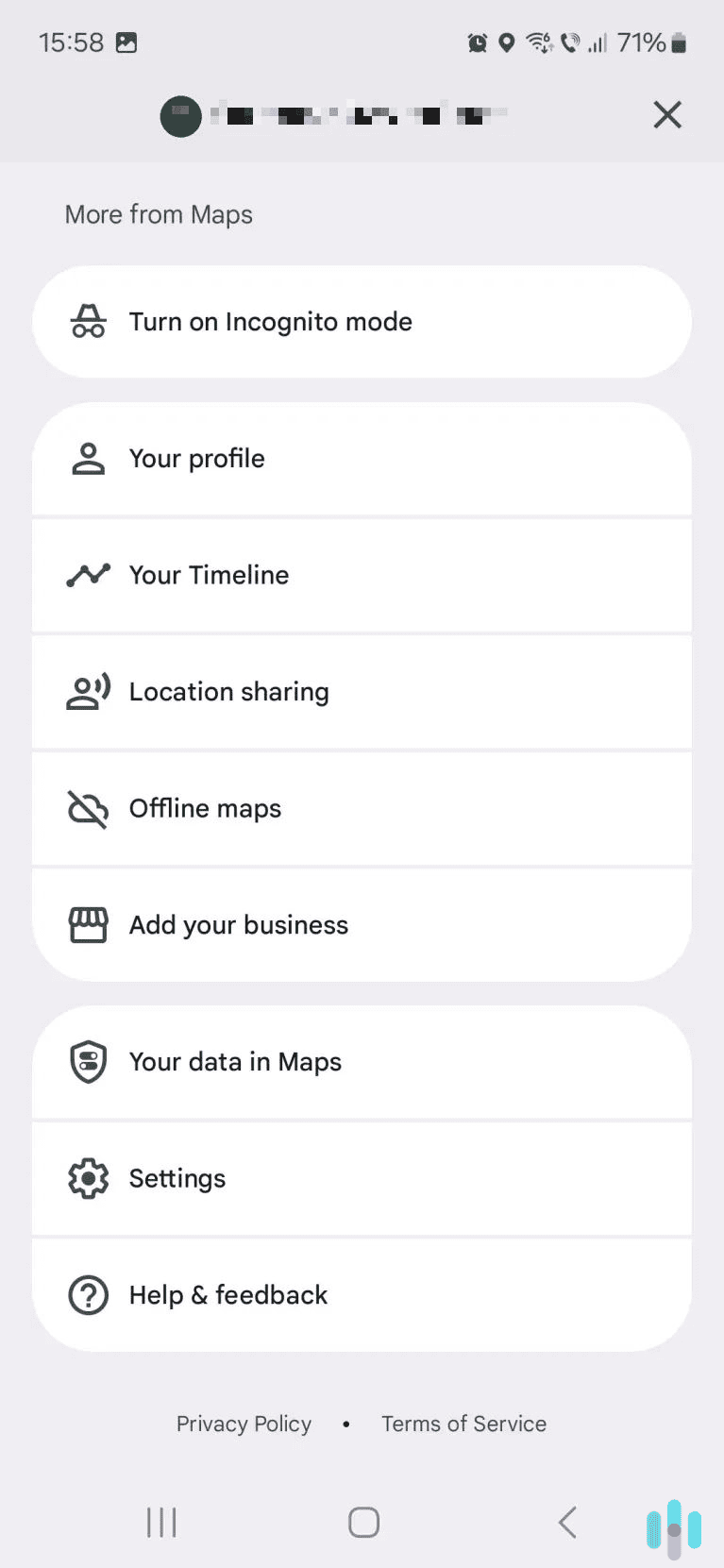 Scroll down and select the option about your Maps data. Scroll down and select the option about your Maps data.
