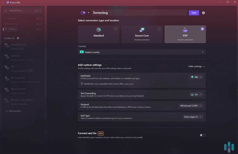 You can automate Proton VPN’s connections by setting up customized profiles for gaming, streaming, torrenting, and more. You can automate Proton VPN's connections by setting up customized profiles for gaming, streaming, torrenting, and more.
