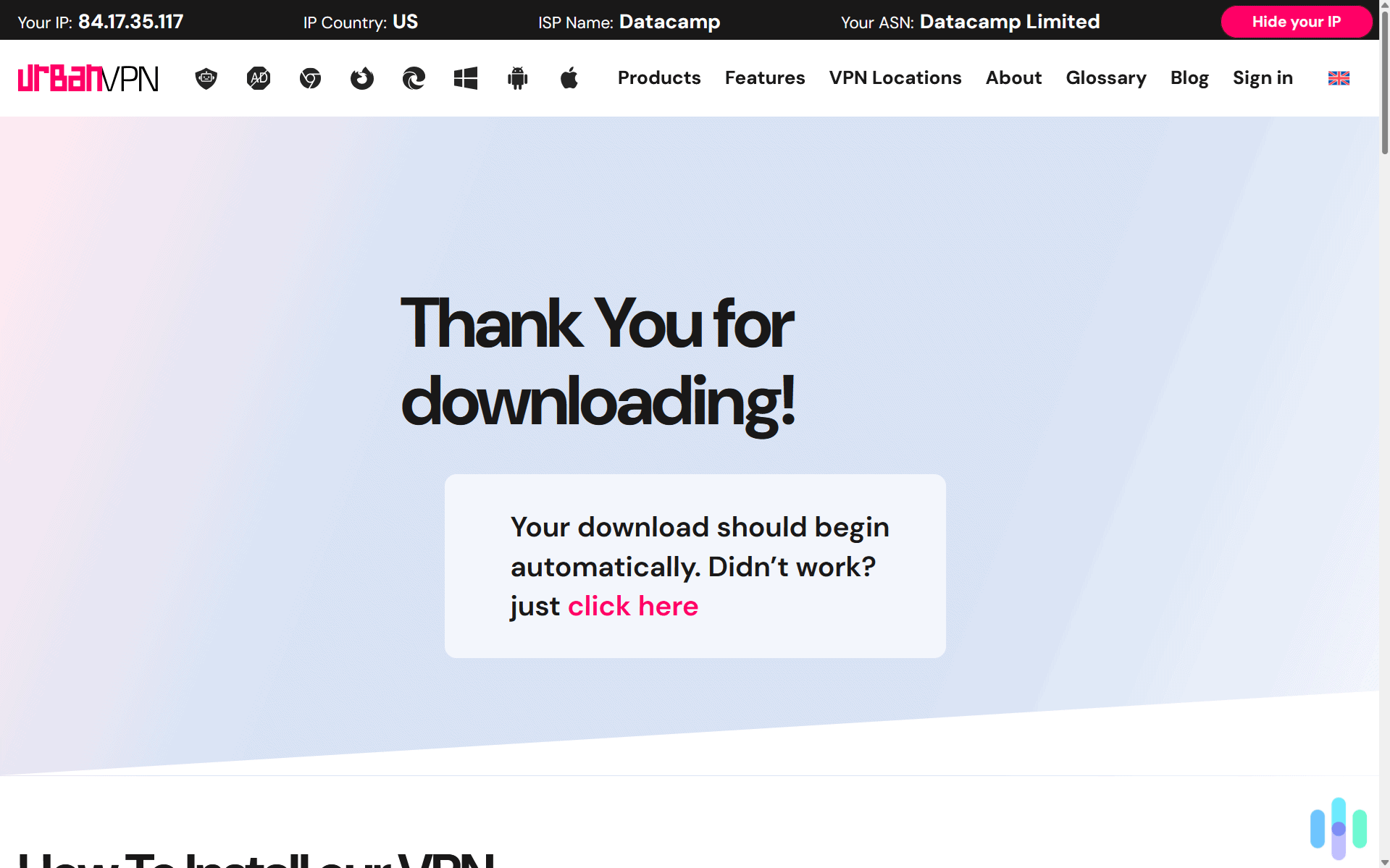 After clicking the Windows icon, Urban VPN automatically downloaded the installation folder on our Windows 11 desktop. After clicking the Windows icon, Urban VPN automatically downloaded the installation folder on our Windows 11 desktop.
