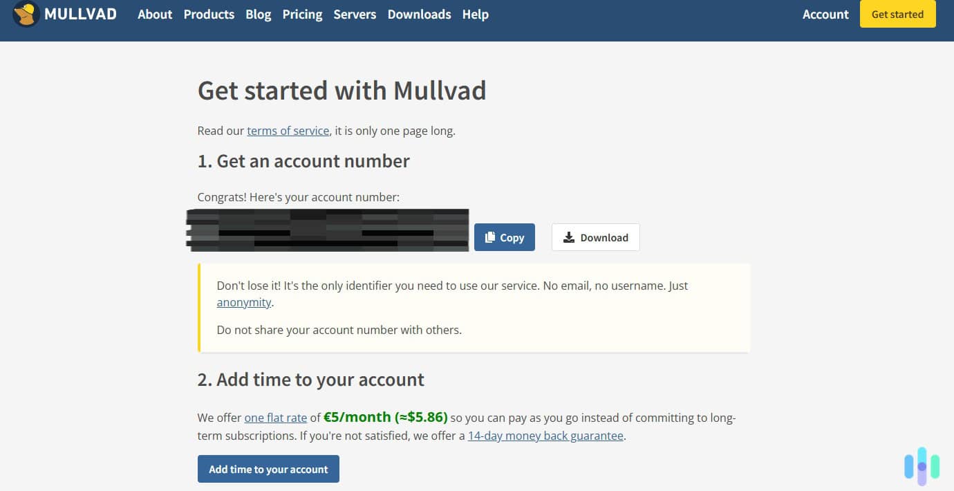 Generating our account number as part of Mullvad’s unique signup process Generating our account number as part of Mullvad’s unique signup process