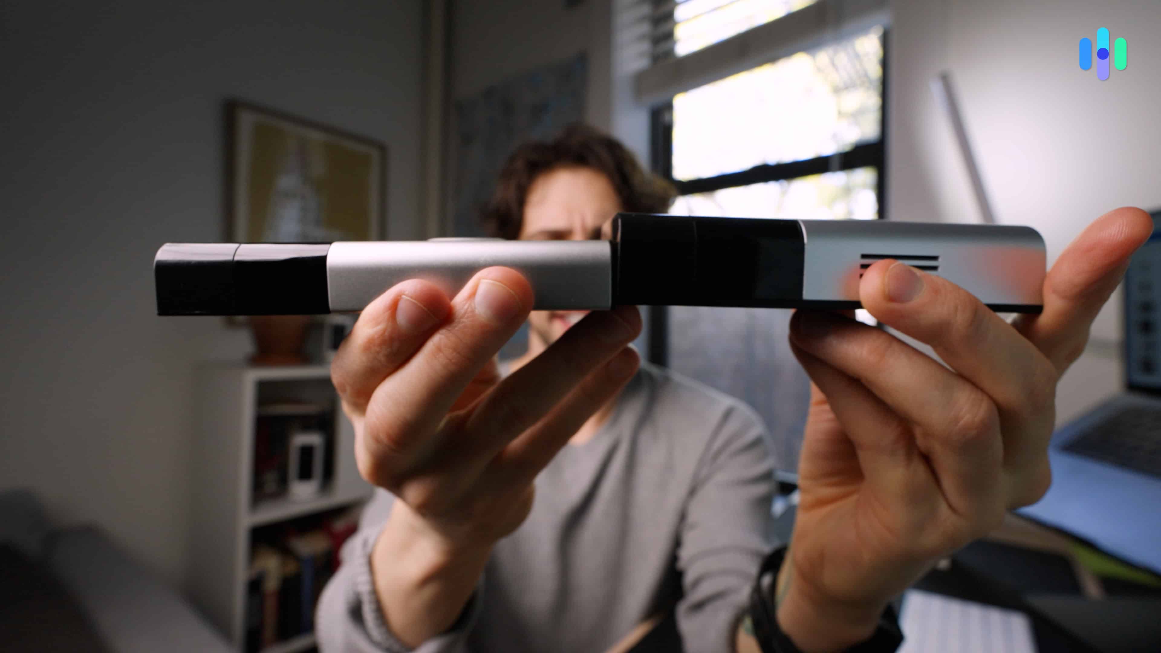 Ring Battery Doorbell thickness compared to the Ring Battery Doorbell Plus Ring Battery Doorbell thickness compared to the Ring Battery Doorbell Plus