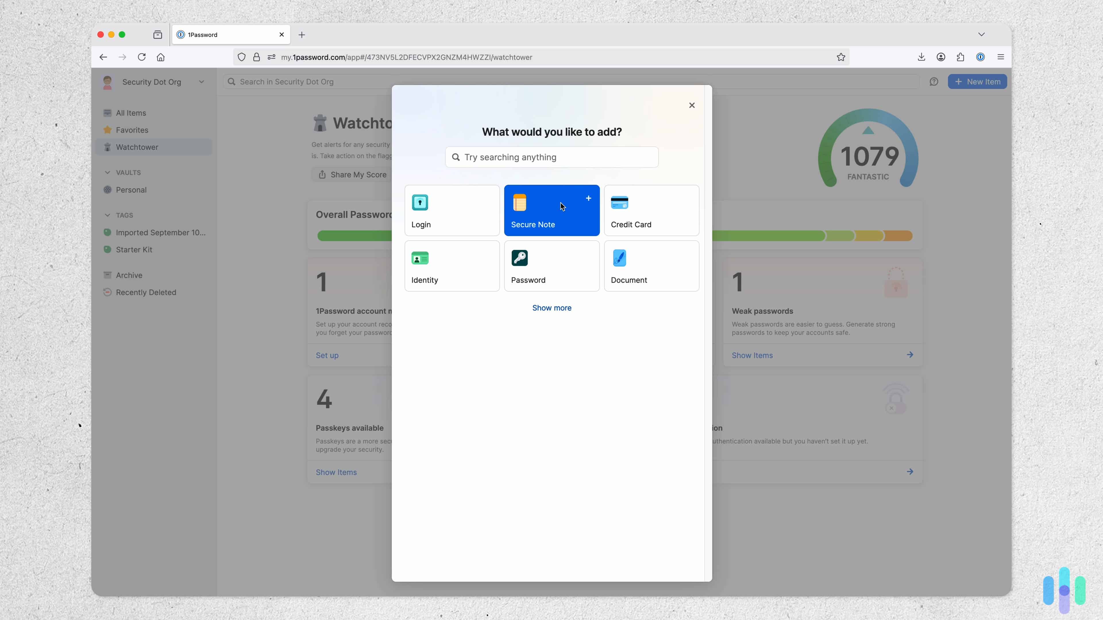 It was easy to add our login credentials, notes, and other information into our 1Password vault. It was easy to add our login credentials, notes, and other information into our 1Password vault.