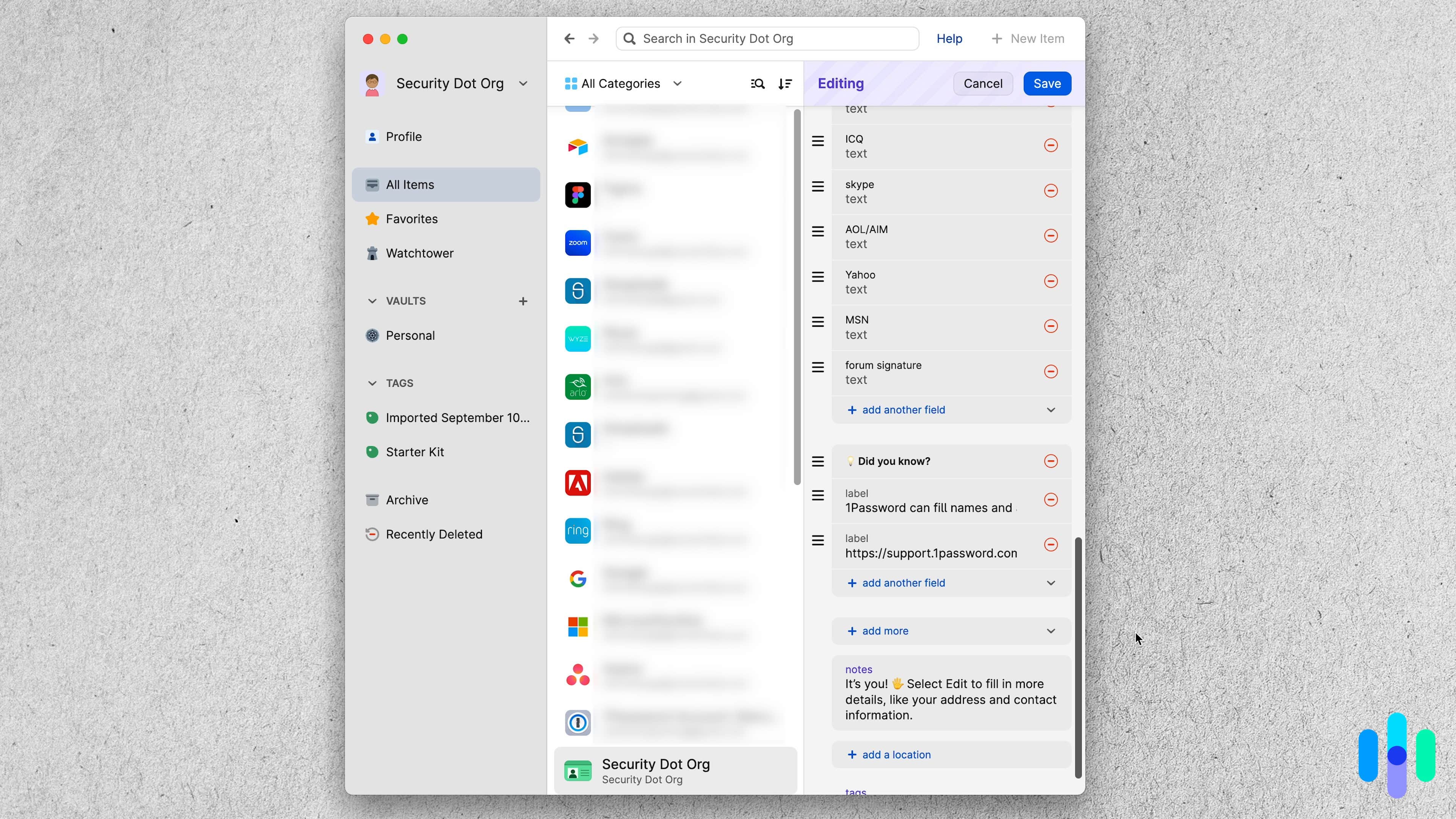 We imported all of our passwords into 1Password while testing out their premium version.