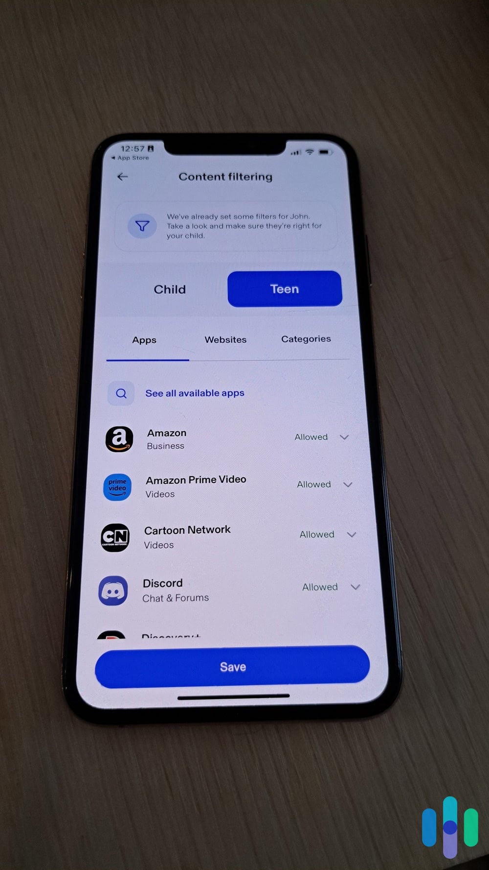 After picking a preset, Aura let us completely customize which apps we blocked on our kid’s iPhone. After picking a preset, Aura let us completely customize which apps we blocked on our kid’s iPhone.