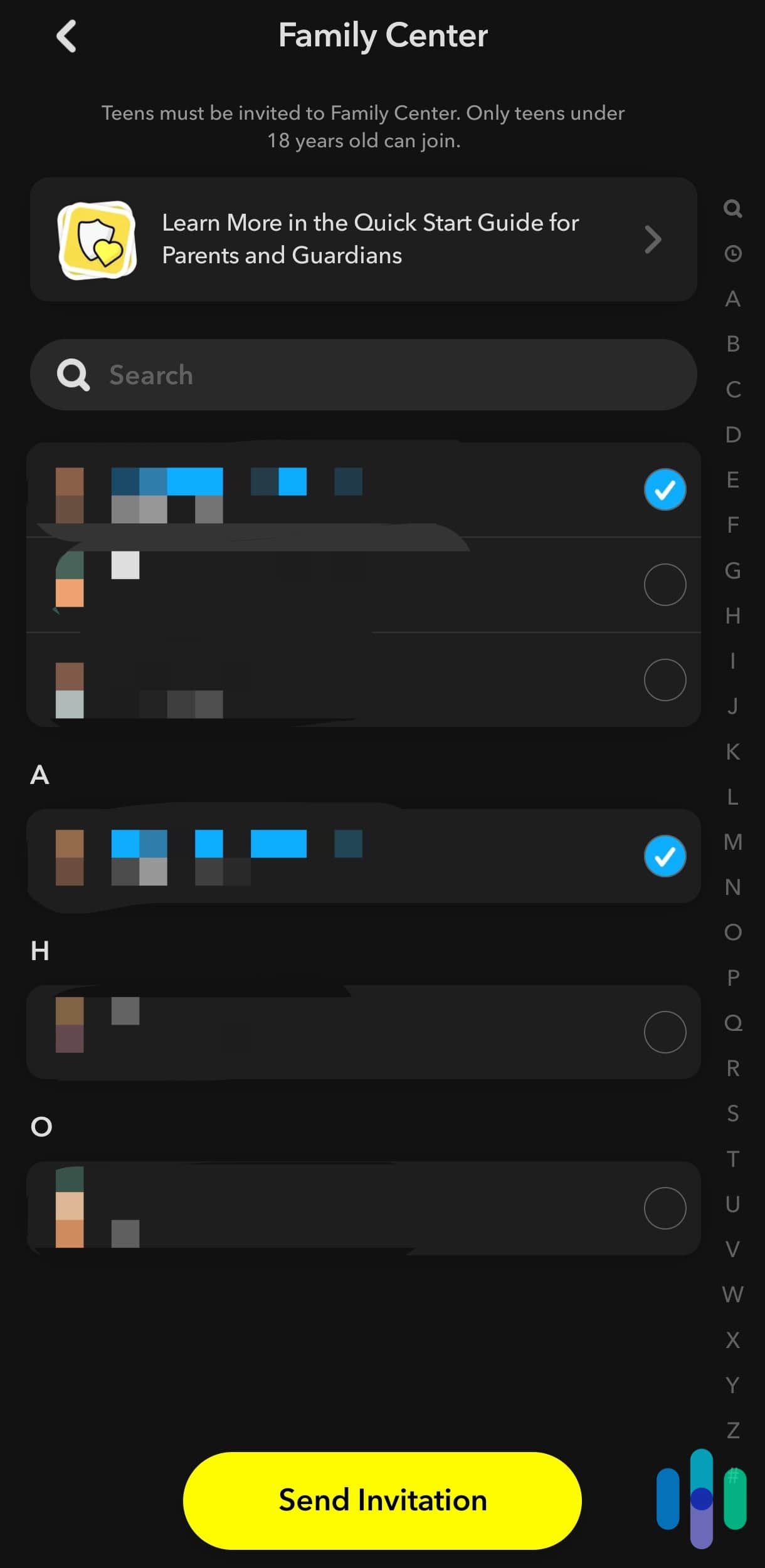 Sending an invitation to the teen’s account Sending an invitation to the teen’s account