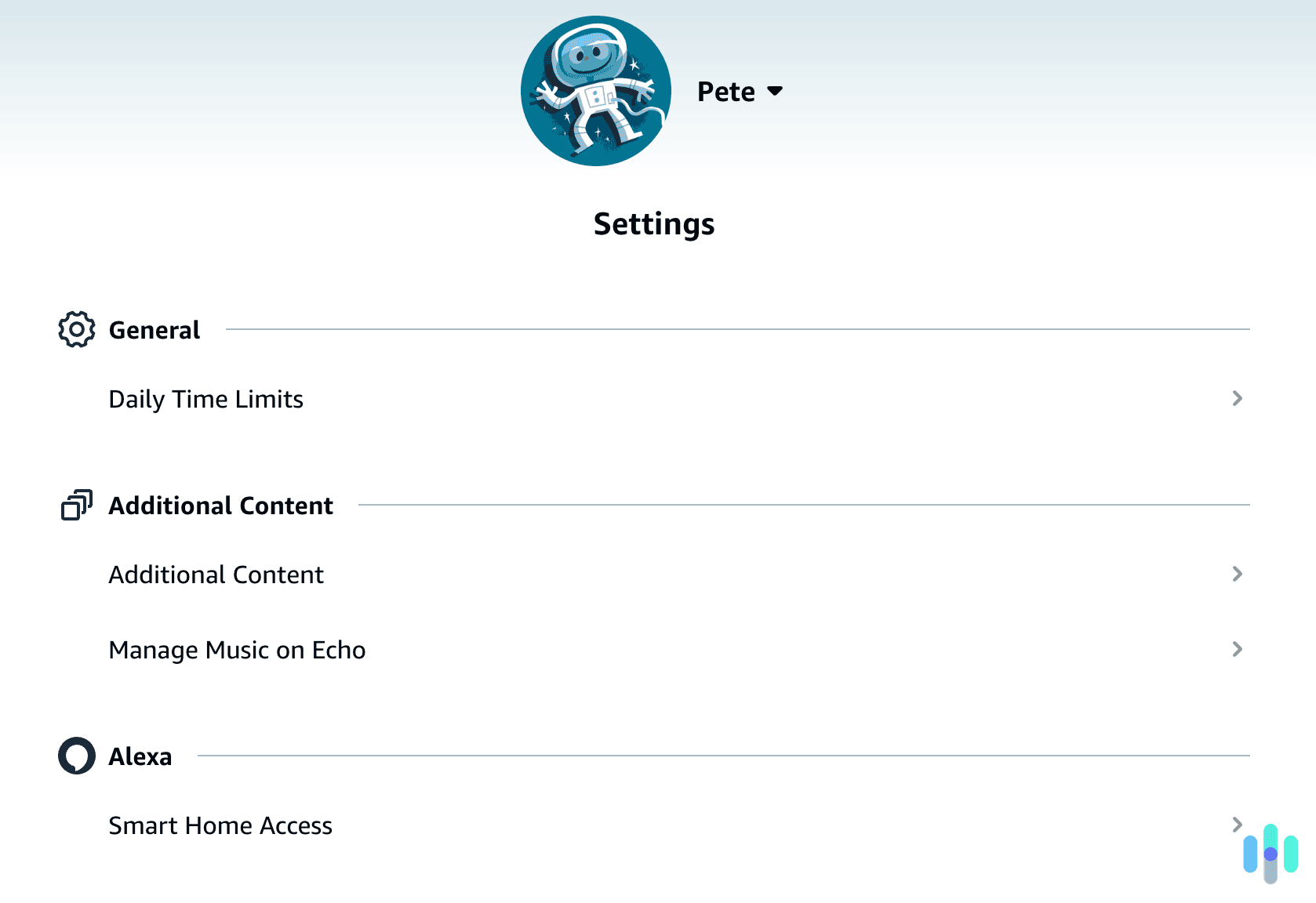 Setting our kid’s profile in Amazon doesn’t require handing over a lot of personal information. The profile overview allows you to manage content across Amazon and its device range.